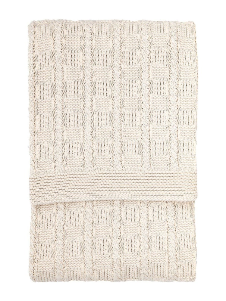 Gallery Home Cream Cable Throw - Image 6 of 6