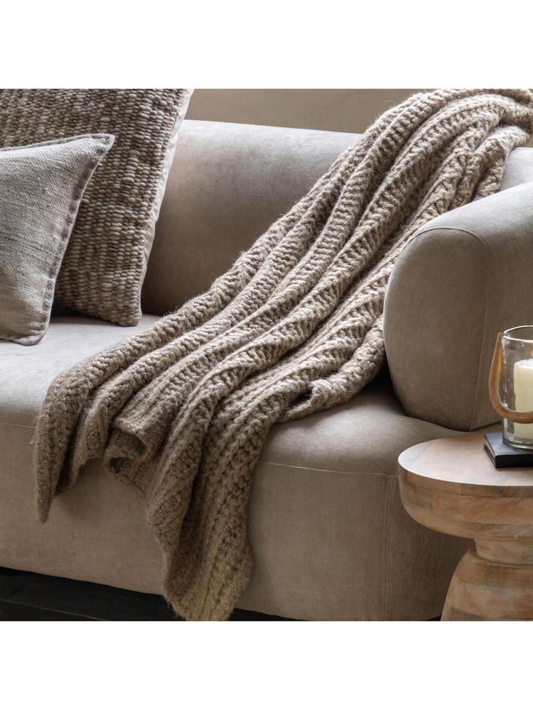 Gallery Home Brown Luxury Melange Knit Throw - Image 1 of 3 Gallery Home Brown Luxury Melange Knit Throw - Image 1 of 3