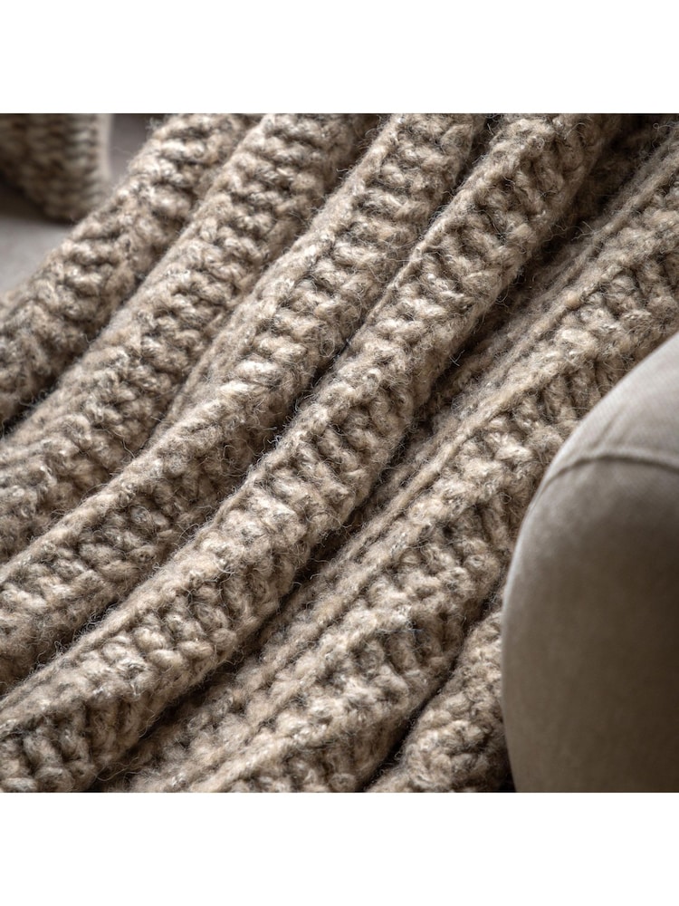 Gallery Home Brown Luxury Melange Knit Throw - Image 2 of 3 Gallery Home Brown Luxury Melange Knit Throw - Image 2 of 3
