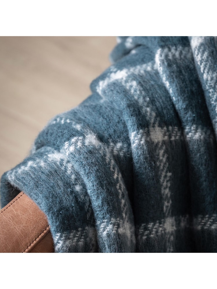 Gallery Home Blue Poly Mohair Check Throw - Image 2 of 6
