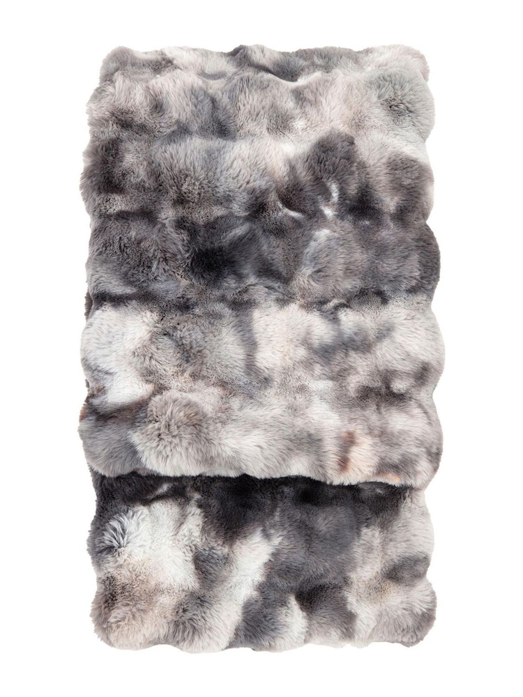 Gallery Home Grey Marshmallow Marble Rabbit Fur Throw - Image 6 of 6 Gallery Home Grey Marshmallow Marble Rabbit Fur Throw - Image 6 of 6