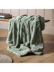 Gallery Home Green Textures Cross Knit Aspen Throw - Image 1 of 7