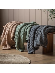 Gallery Home Green Textures Cross Knit Aspen Throw - Image 2 of 7
