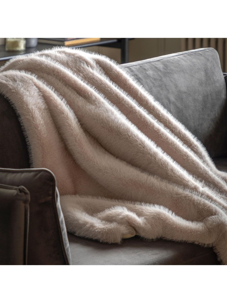 Gallery Home Brown Maple Fur Throw - Image 1 of 5