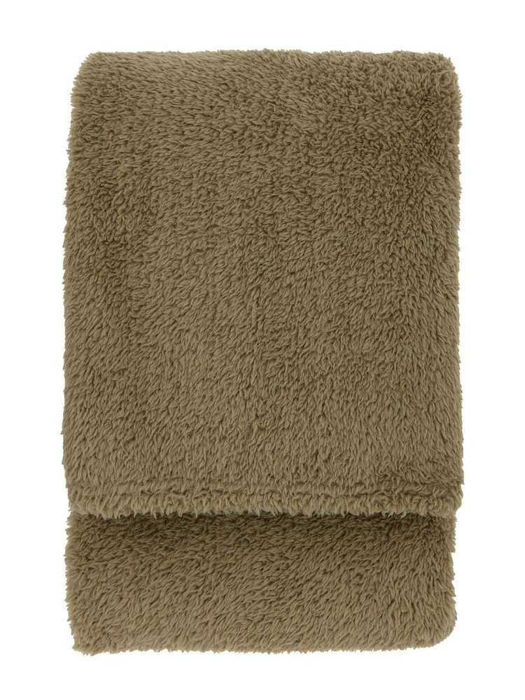 Gallery Home Green Teddy Fleece Throw - Image 6 of 6