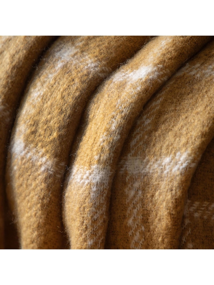 Gallery Home Yellow Poly Mohair Check Throw - Image 2 of 6