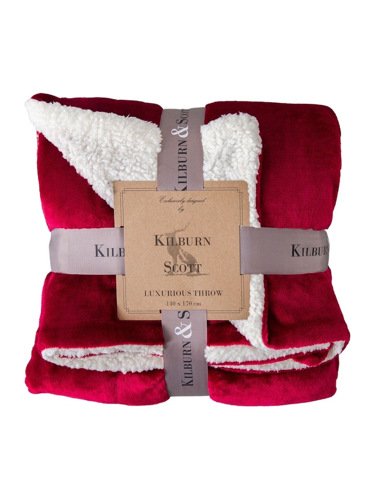 Gallery Home Red Sterling Sherpa Throw - Image 3 of 3 Gallery Home Red Sterling Sherpa Throw - Image 3 of 3