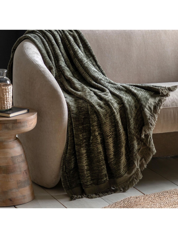 Gallery Home Green Willow Chenille Throw - Image 1 of 3 Gallery Home Green Willow Chenille Throw - Image 1 of 3