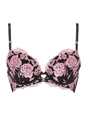 Ann Summers Black/Pink Pad Plunge Endless Attraction Foiled Embroidery Non Padded Plunge Bra - Image 7 of 7