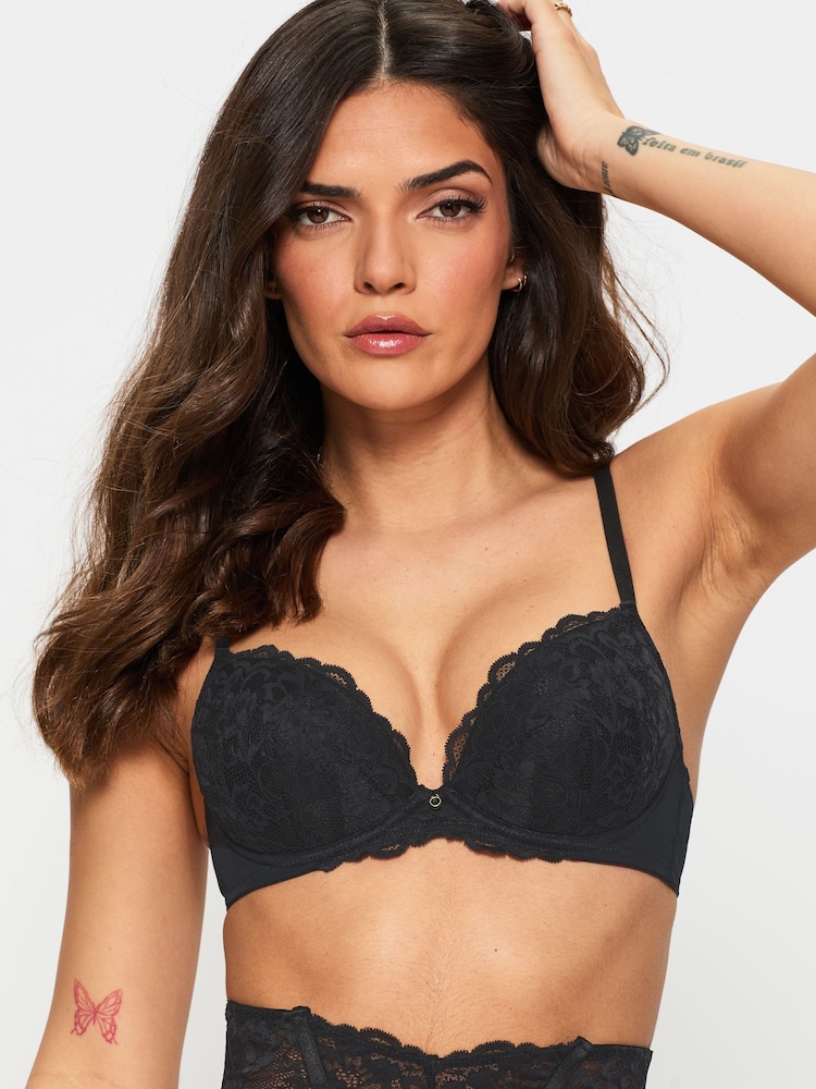 Ann Summers Black Pad Plunge Sexy Lace Underwired Bra - Image 1 of 1