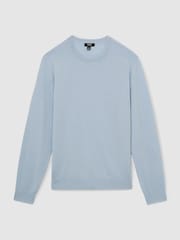 Reiss Soft Blue Wessex Merino Wool Crew Neck Jumper - Image 2 of 4