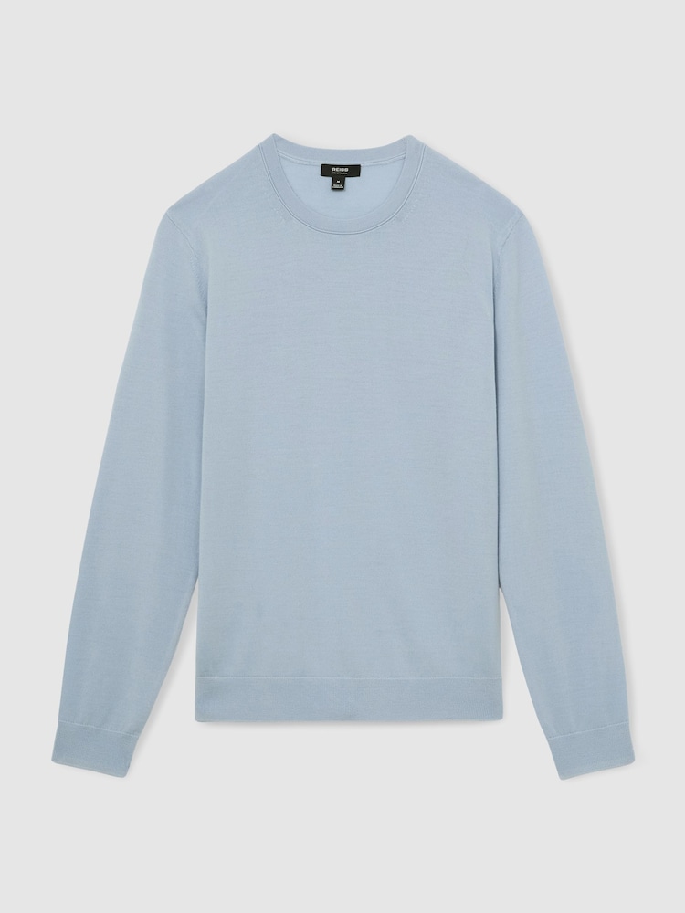 Reiss Soft Blue Wessex Merino Wool Crew Neck Jumper - Image 2 of 4