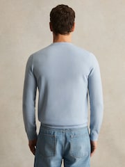 Reiss Soft Blue Wessex Merino Wool Crew Neck Jumper - Image 3 of 4