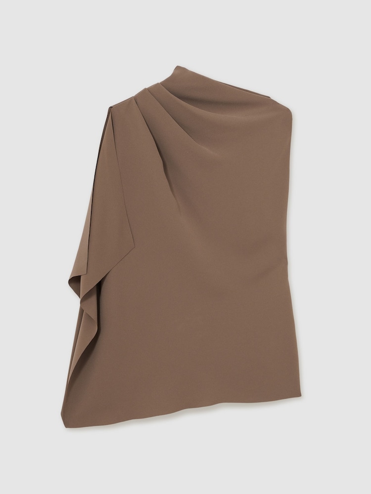 Reiss Mink Elle One-Shoulder Draped Top - Image 2 of 6