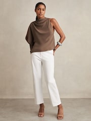 Reiss Mink Elle One-Shoulder Draped Top - Image 3 of 6
