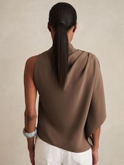Reiss Mink Elle One-Shoulder Draped Top - Image 5 of 6