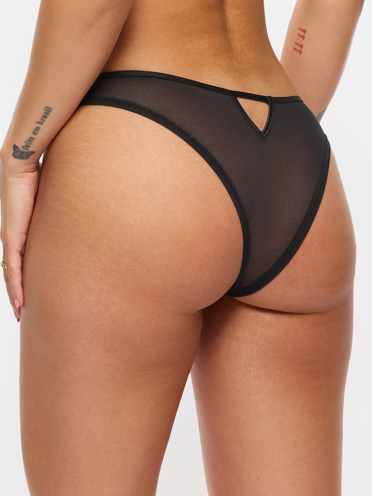 Ann Summers Black/Pink Brazilian Knickers Endless Attraction Foiled Embroidered Thong - Image 2 of 5