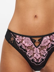Ann Summers Black/Pink Brazilian Knickers Endless Attraction Foiled Embroidered Thong - Image 4 of 5