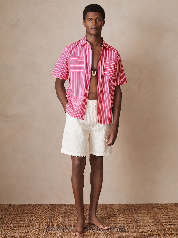 Reiss Soft Pink/White Comte Reiss | Ché Poplin Stripe Shirt - Image 1 of 7 Reiss Soft Pink/White Comte Reiss | Ché Poplin Stripe Shirt - Image 1 of 7