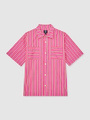 Reiss Soft Pink/White Comte Reiss | Ché Poplin Stripe Shirt - Image 2 of 7
