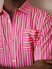 Reiss Soft Pink/White Comte Reiss | Ché Poplin Stripe Shirt - Image 3 of 7