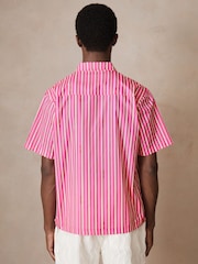 Reiss Soft Pink/White Comte Reiss | Ché Poplin Stripe Shirt - Image 4 of 7