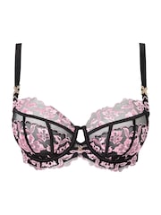 Ann Summers Black/Pink DD+ Non Pad Plunge Endless Attraction Foiled Embroidery Non Padded Plunge Bra - Image 4 of 4