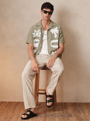 Reiss Sage/White Palco Reiss | Ché Motif-Embroidered Shirt - Image 4 of 9