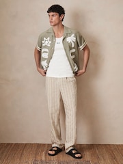 Reiss Sage/White Palco Reiss | Ché Motif-Embroidered Shirt - Image 5 of 9