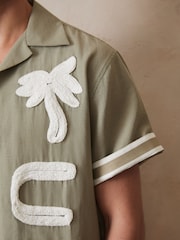 Reiss Sage/White Palco Reiss | Ché Motif-Embroidered Shirt - Image 6 of 9