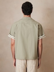 Reiss Sage/White Palco Reiss | Ché Motif-Embroidered Shirt - Image 8 of 9
