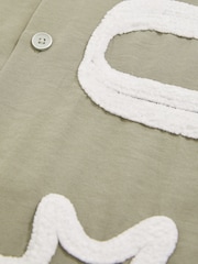 Reiss Sage/White Palco Reiss | Ché Motif-Embroidered Shirt - Image 9 of 9