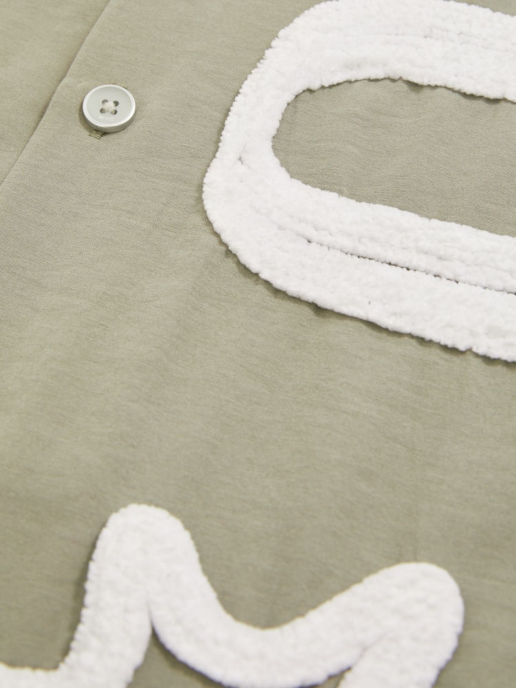Reiss Sage/White Palco Reiss | Ché Motif-Embroidered Shirt - Image 9 of 9