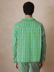 Reiss Bright Green/White Fonta Reiss | Ché Poplin Stripe Pocket Shirt - Image 5 of 6
