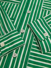 Reiss Bright Green/White Fonta Reiss | Ché Poplin Stripe Pocket Shirt - Image 6 of 6