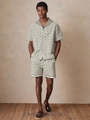 Reiss Sage Green Corvo Reiss | Ché Embroidered-Motif Shirt - Image 3 of 7