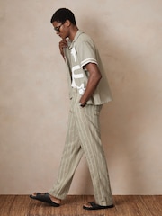 Reiss Stone Angus Reiss | Ché Pinstripe Wide-Leg Trousers - Image 1 of 7