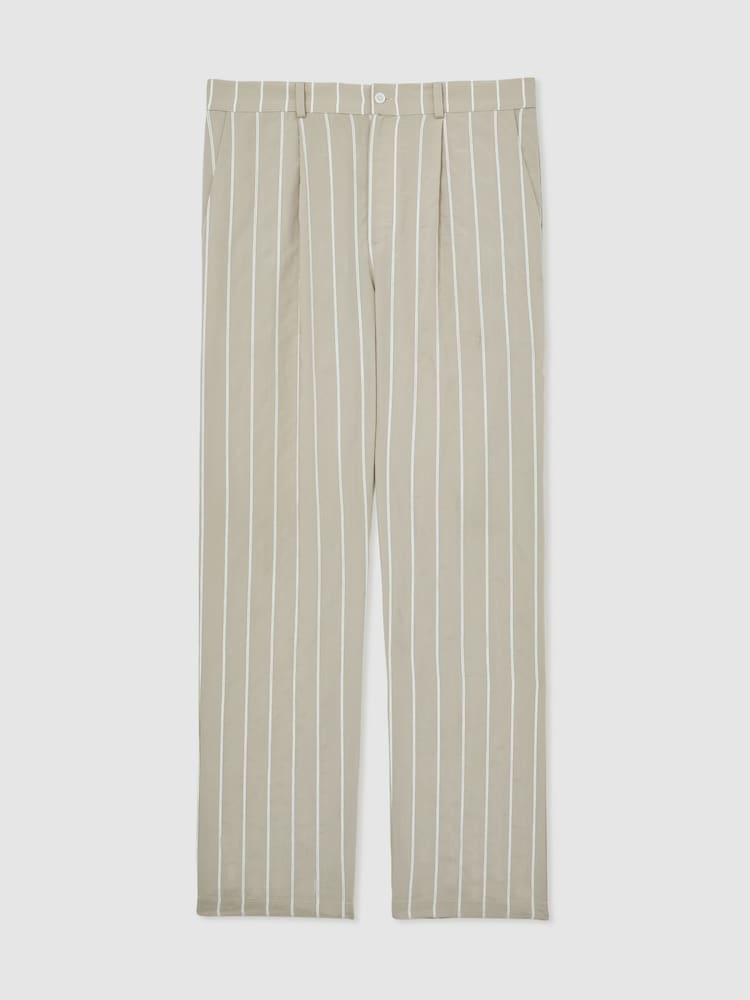 Reiss Stone Angus Reiss | Ché Pinstripe Wide-Leg Trousers - Image 2 of 7