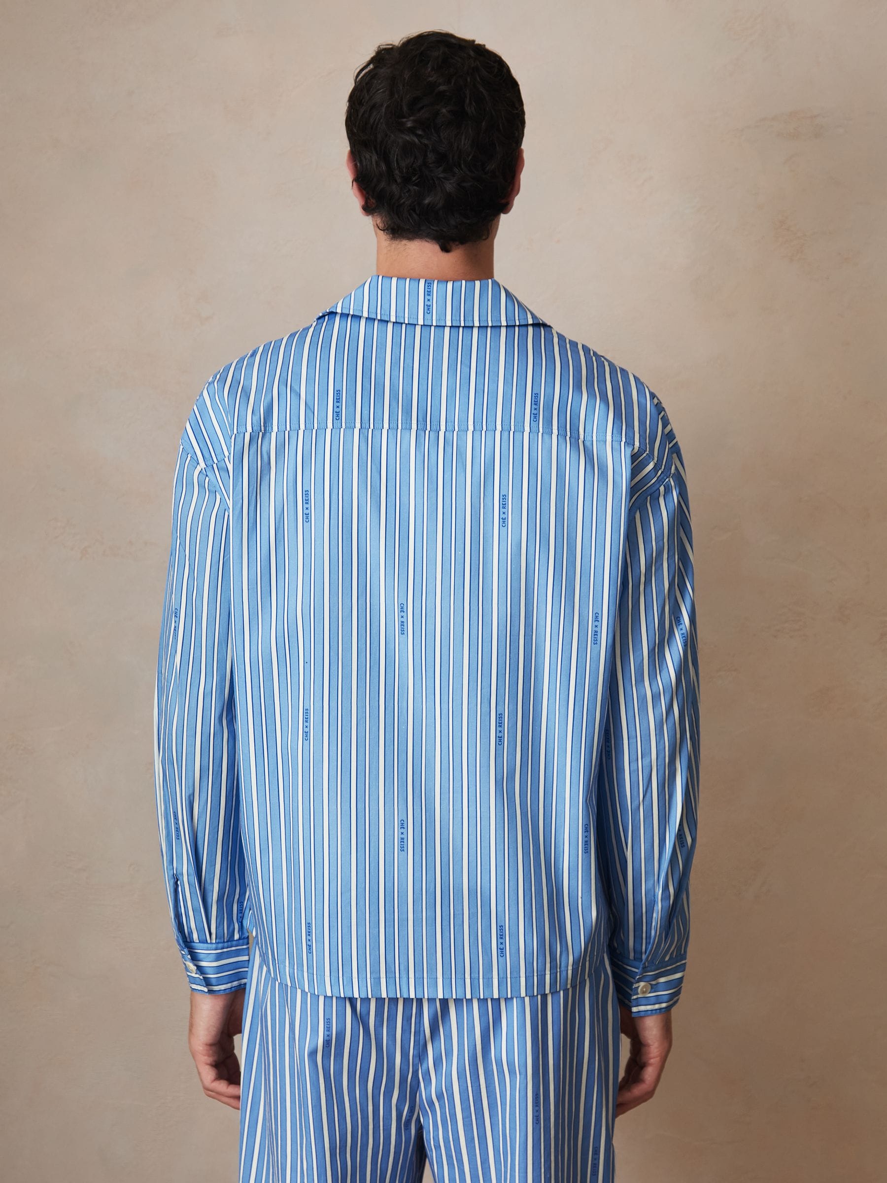 Buy Reiss Bright Blue/White Fonta Reiss | Ché Poplin Stripe Pocket