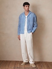 Reiss Bright Blue/White Fonta Reiss | Ché Poplin Stripe Pocket Shirt - Image 6 of 7