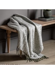 Gallery Home Green Herringbone Faux Fur Mohair Throw - Image 1 of 6