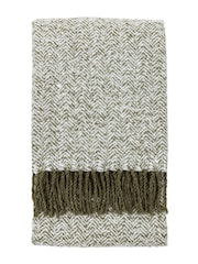 Gallery Home Green Herringbone Faux Fur Mohair Throw - Image 4 of 6
