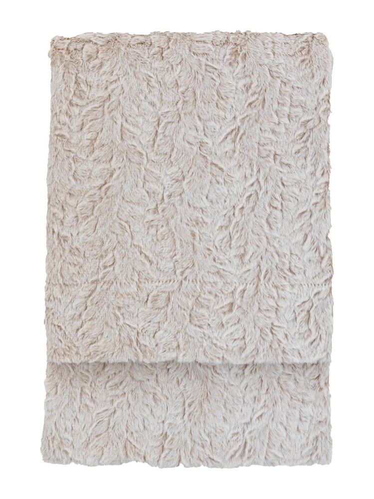 Gallery Home Natural Hampshire Faux Fur Throw - Image 3 of 3