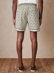 Reiss Sage/White Forn Reiss | Ché Embroidered-Motif Shorts - Image 5 of 6