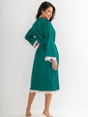 Pour Moi Green Dusk Satin and Lace Kimono Sleeve Gown - Image 2 of 4