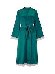 Pour Moi Green Dusk Satin and Lace Kimono Sleeve Gown - Image 3 of 4