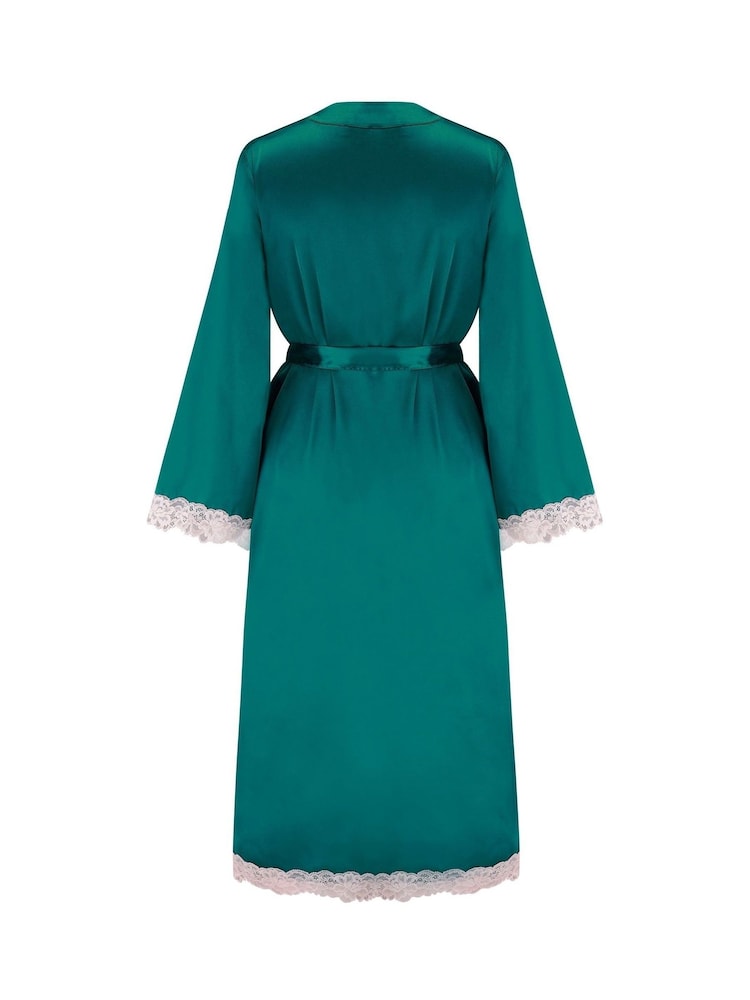 Pour Moi Green Dusk Satin and Lace Kimono Sleeve Gown - Image 4 of 4