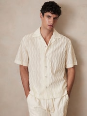 Reiss Off White Mastella Reiss | Ché Fringed-Wave Shirt - Image 1 of 6