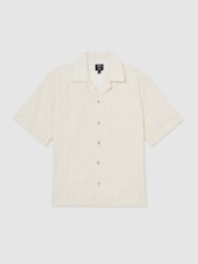 Reiss Off White Mastella Reiss | Ché Fringed-Wave Shirt - Image 2 of 6