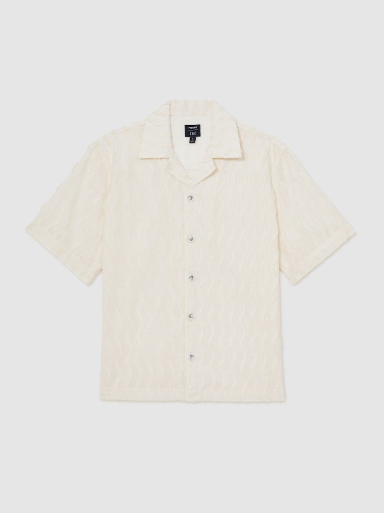 Reiss Off White Mastella Reiss | Ché Fringed-Wave Shirt - Image 2 of 6